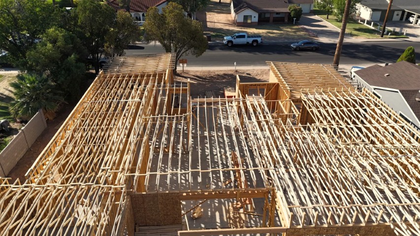 Luxury home being framed by Erwin Jaye Luxury Homes in Arcadia.
